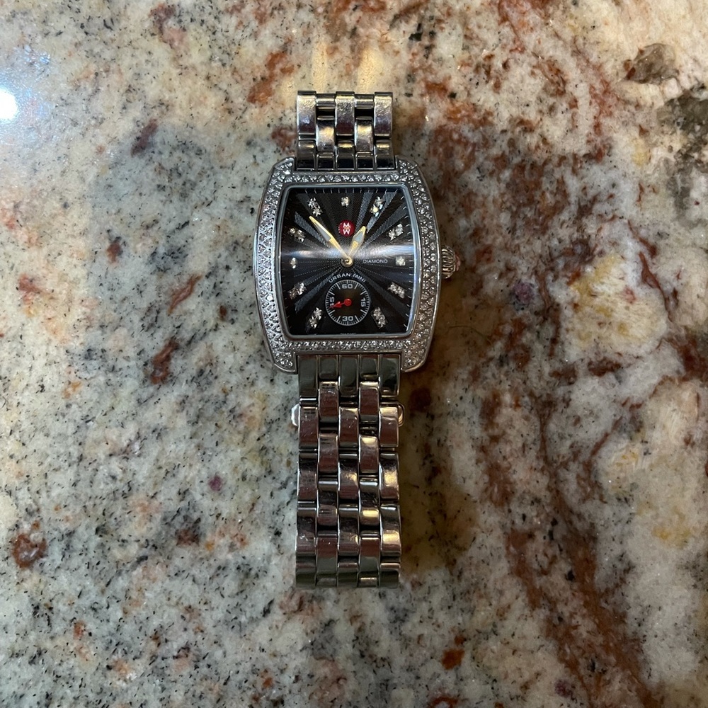 Michele Urban Mini with Diamond black face watch.